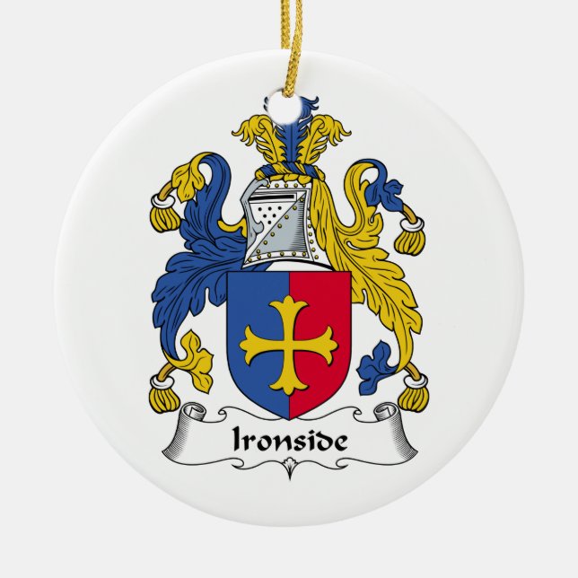 Ironside familjvapensköld julgransprydnad keramik (Framsidan)