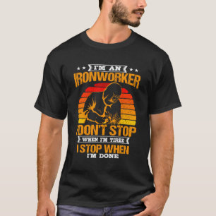 Ironworkers Retro Vintage Sunset Contraktor Welde T Shirt