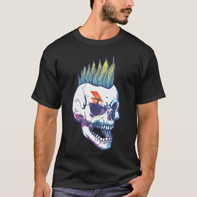 Iroquois Skeleton Scull Punk Rocker Halloween Part T Shirt (Framsida)