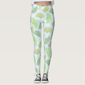Irrande grön Ginkgodamasker Leggings