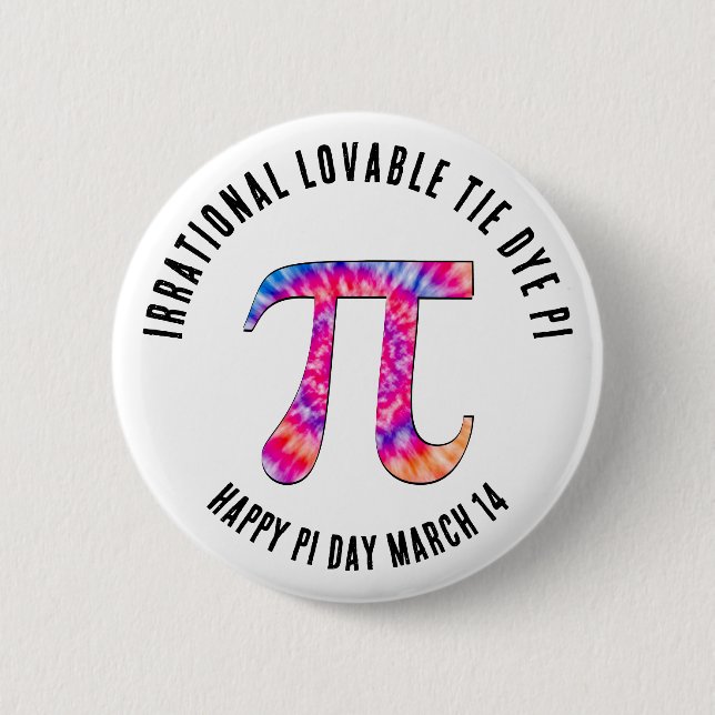 IRRATIONELL TIDSDYE PI Lycklig Pi Day Knapp (Framsida)