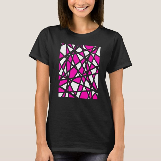 Irregular White Shapes With Pink Accents Abstract T Shirt (Framsida)