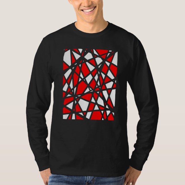 Irregular White Shapes With Red Accents Abstract T Shirt (Framsida)