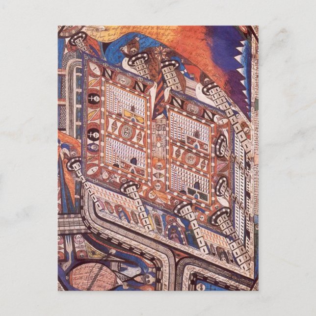 Irren-Anstalt Band-Hain av Adolf Wölfli (1910) Vykort (Framsida)