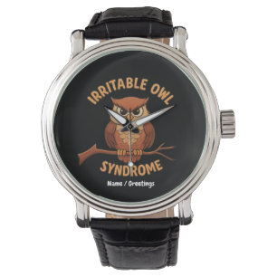 Irritable Uggla Syndrome Funny Arg Uggla Tecknad P Armbandsur