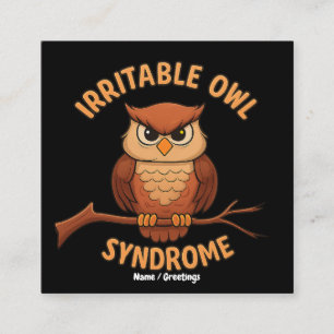 Irritable Uggla Syndrome Funny Arg Uggla Tecknad P Fyrkantigt Visitkort