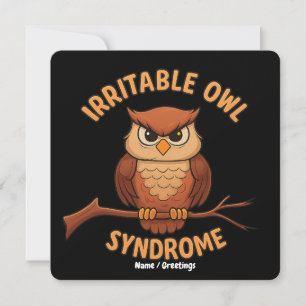 Irritable Uggla Syndrome Funny Arg Uggla Tecknad P Inbjudningar