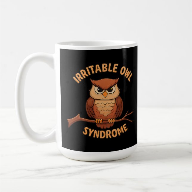 Irritable Uggla Syndrome Funny Arg Uggla Tecknad P Kaffemugg (Vänster)