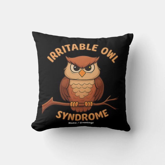 Irritable Uggla Syndrome Funny Arg Uggla Tecknad P Kudde (Framsida)
