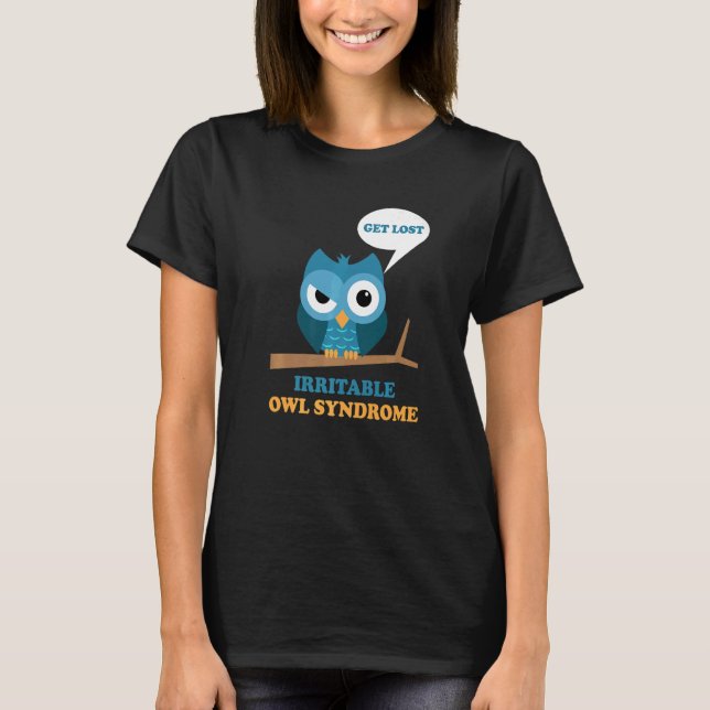 Irritable Uggla Syndrome Grumpy Uggla Ibs Joke Pun T Shirt (Framsida)