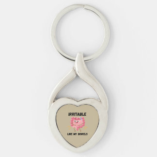 Irriterad som mina tarmar twisted heart silverfärgad nyckelring