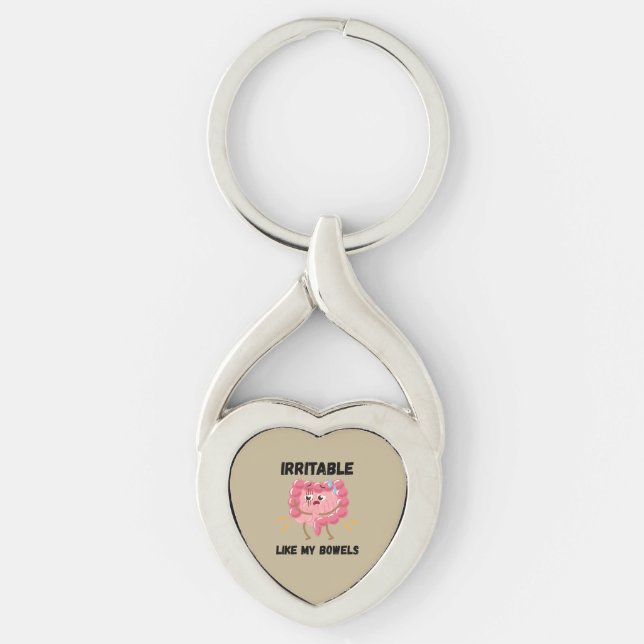 Irriterad som mina tarmar twisted heart silverfärgad nyckelring (Framsidan)