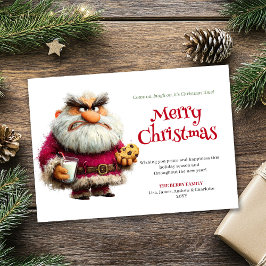 Irriterad Tomte digital serieteckning julhälsning Julkort
