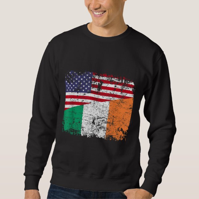 IRSH ROOTS Halamerikanska Flagga IRLAND Lång Ärmad Tröja (Framsida)