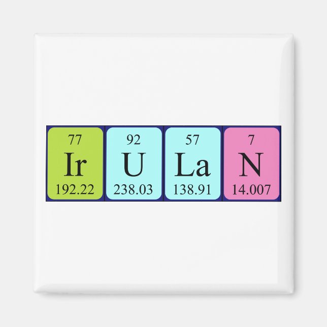 Irulan periodisk bord namn magnet (Framsidan)