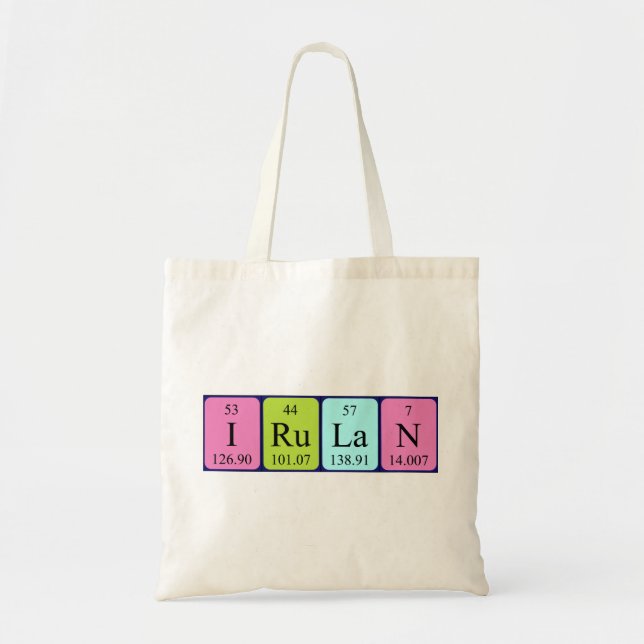 Irulan periodisk bord namn tote bag tygkasse (Framsidan)