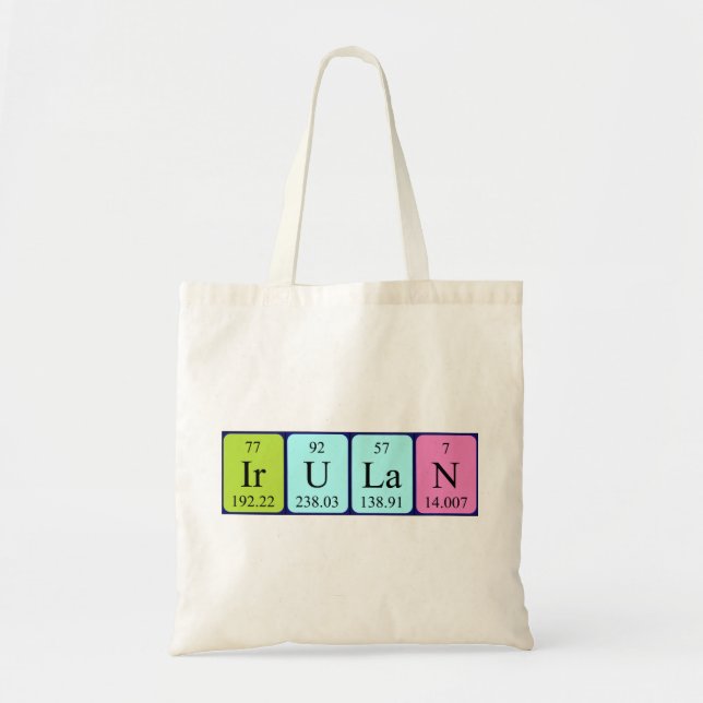Irulan periodisk bord namn tote bag tygkasse (Framsidan)