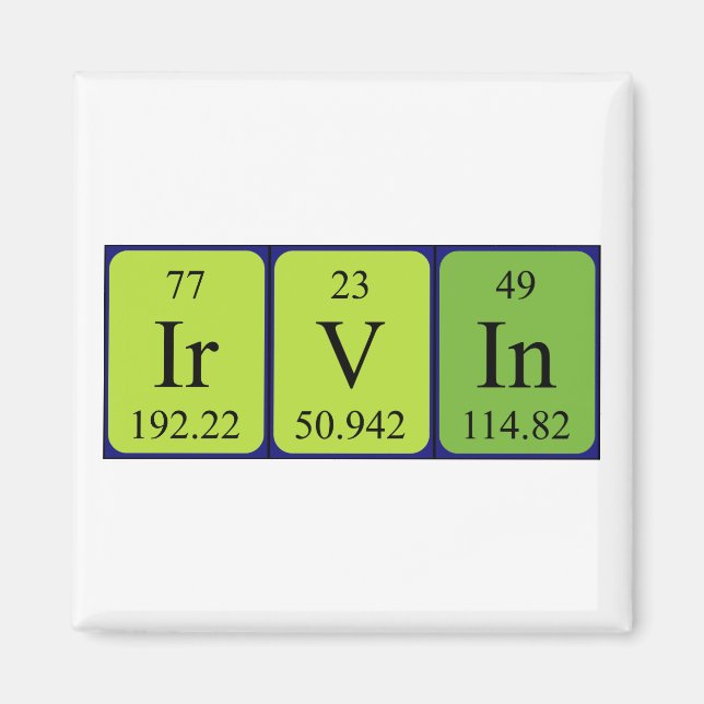 Irvin periodisk bord namn magnet (Framsidan)