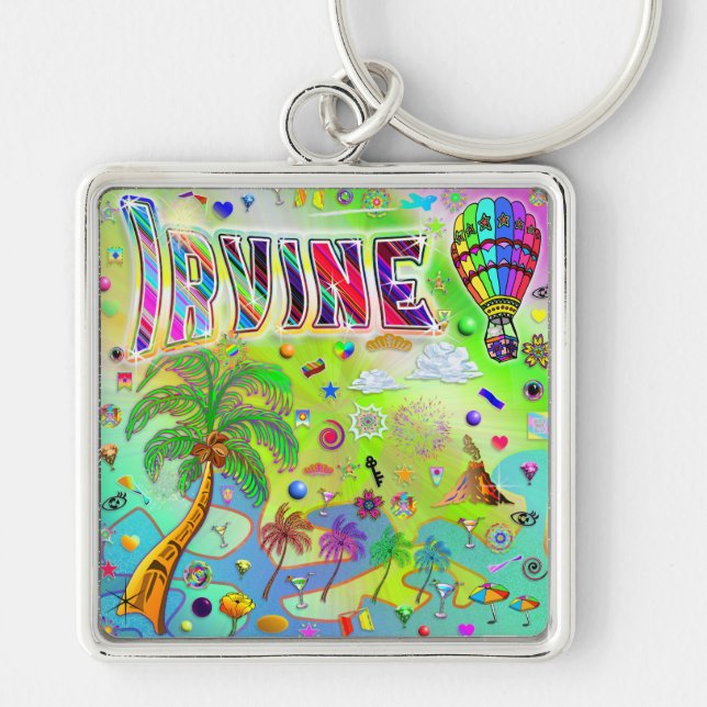 Irvine Timless Melody Keychain Fyrkantig Silverfärgad Nyckelring (Framsidan)