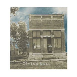IRVING KANSAS POST OFFICE PHOTO MARSHALL COUNTY KS ANTECKNINGSBLOCK