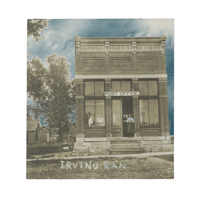 IRVING KANSAS POST OFFICE PHOTO MARSHALL COUNTY KS ANTECKNINGSBLOCK (Framsida)