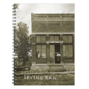 IRVING KANSAS POST OFFICE PHOTO MARSHALL COUNTY KS ANTECKNINGSBOK MED SPIRAL