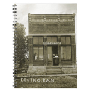 IRVING KANSAS POST OFFICE PHOTO MARSHALL COUNTY KS ANTECKNINGSBOK MED SPIRAL