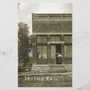 IRVING KANSAS POST OFFICE PHOTO MARSHALL COUNTY KS BREVPAPPER