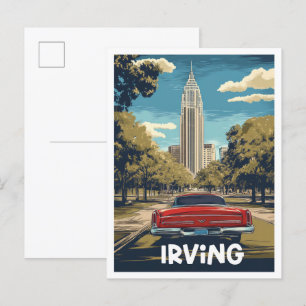 Irving Texas USA Art Vintage resor Illustration Vykort