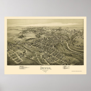 Irwin panorama- karta för PA - 1897 Poster