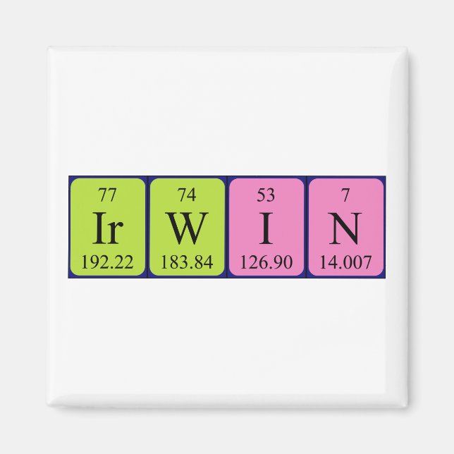 Irwin periodisk bord namn magnet (Framsidan)