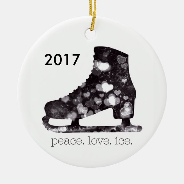 Is för kärlek för konståkningprydnadfred julgransprydnad keramik (Framsidan)