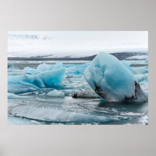 Is i glaciärlagunen Jökulsárlón Poster