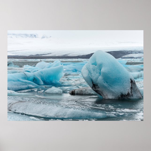 Is i glaciärlagunen Jökulsárlón Poster (Framsidan)