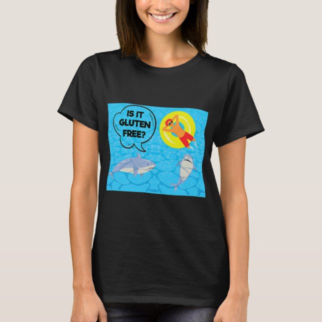 Is It Gluten Free Funny Shark Lover T Shirt (Framsida)