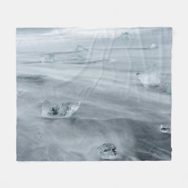 Is och vatten på en strand, Island Fleecefilt (Framsidan (Horisontell))