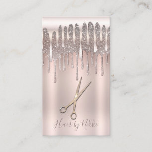 Is rosa guld hårstylist med diamantglitter visitkort