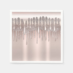 Is Rosa Rosa Guld Diamant Glitter Drip Sweet 16 Pappersservett