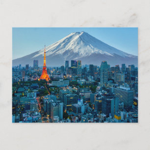 Is & Snö Mt. Fuji & Panorama över Tokyo Vykort