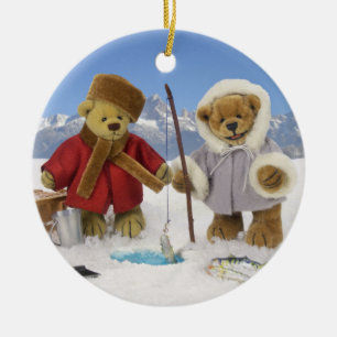 Is som fiskar Dinky björnar Julgransprydnad Keramik