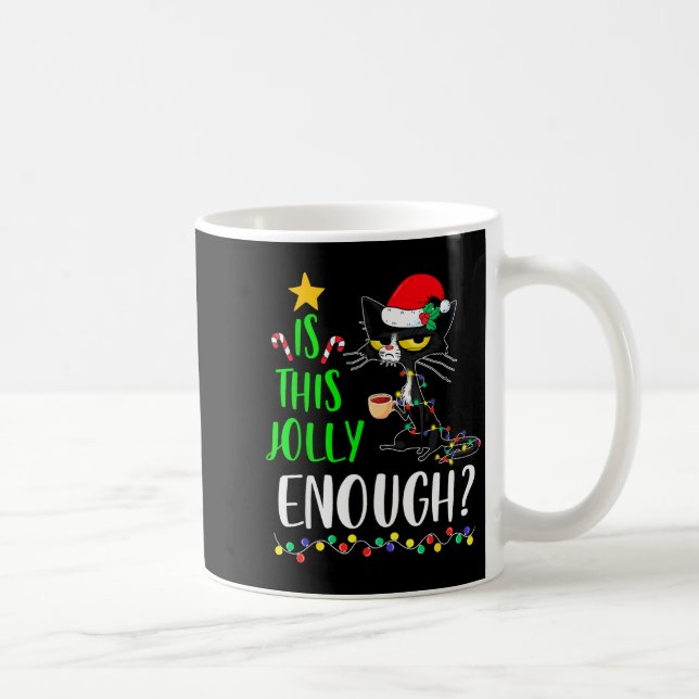 Is This Jolly Enough Black Cat Merry Christmas Xma Kaffemugg (Höger)