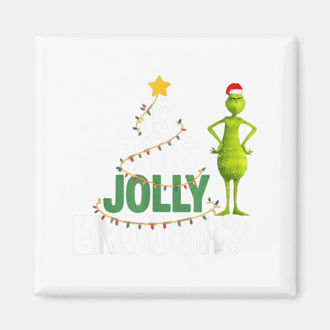 Is This Jolly Enough Funny Christmas Tree Lights H Magnet (Framsidan)