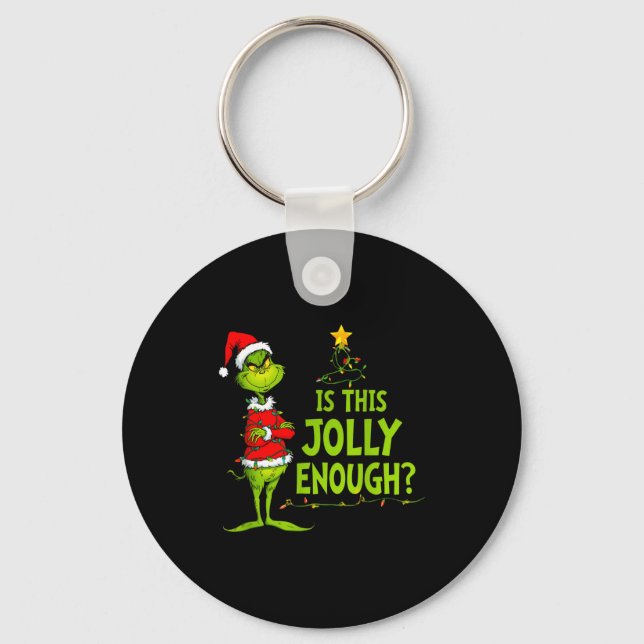 Is This Jolly Enough Funny Christmas Tree Lights H Nyckelring (Framsida)