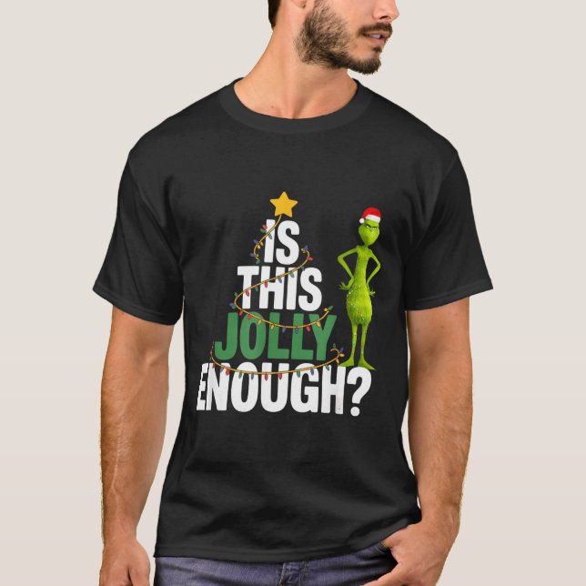 Is This Jolly Enough Funny Christmas Tree Lights H T Shirt (Framsida)