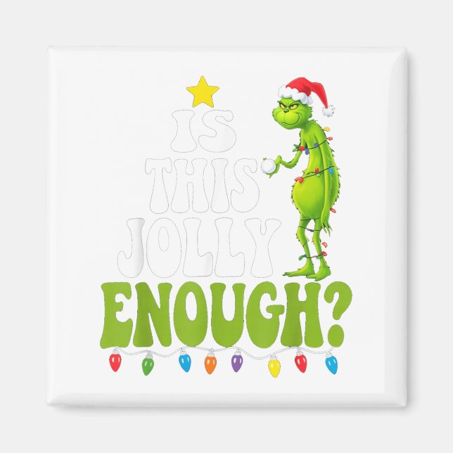Is This Jolly Enough Green Merry Christmas Tree Li Magnet (Framsidan)
