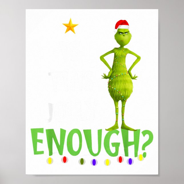 Is This Jolly Enough Green Merry Christmas Tree Li Poster (Framsidan)