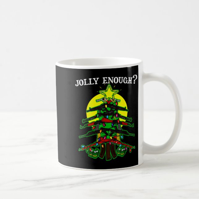 Is This Jolly Enough - Guns Christmas Tree Handgun Kaffemugg (Höger)