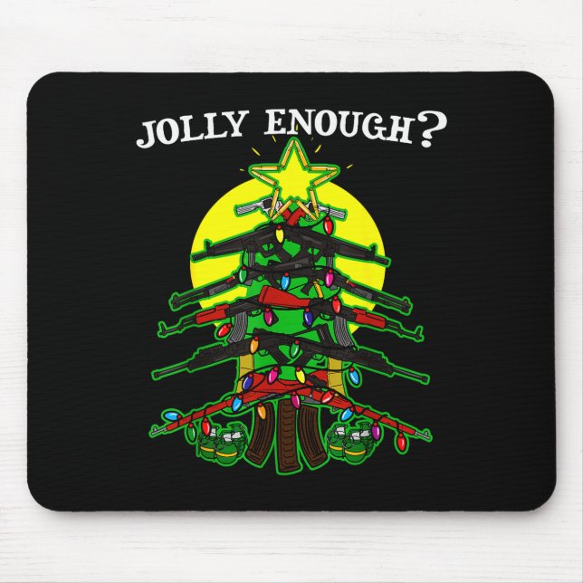 Is This Jolly Enough - Guns Christmas Tree Handgun Musmatta (Framsidan)