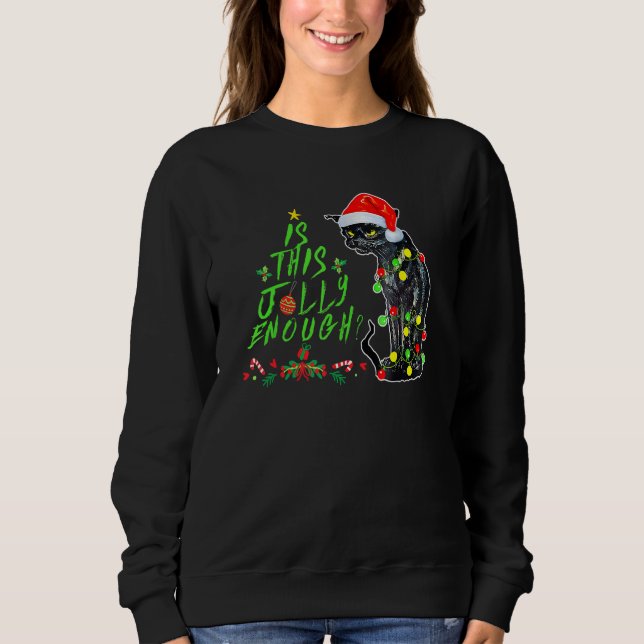 Is This Jolly Enough Noel Black Cat Merry Christma T Shirt (Framsida)