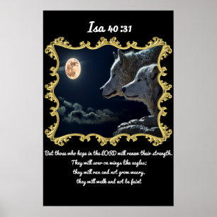 Isa 40:31 Varger tittar in i fullt måne. Poster